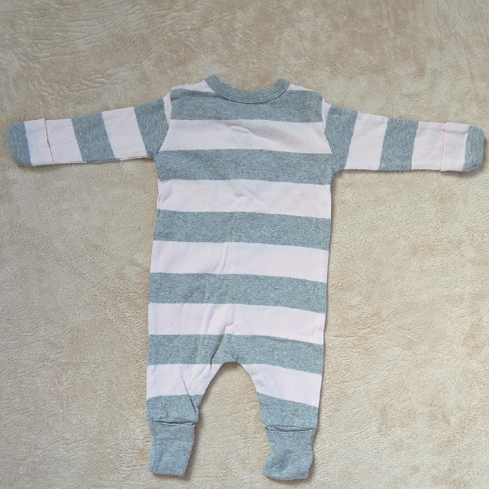 Burt's Bees Baby Organic Rugby Stripe Romper 0-3m - Picture 3 of 13